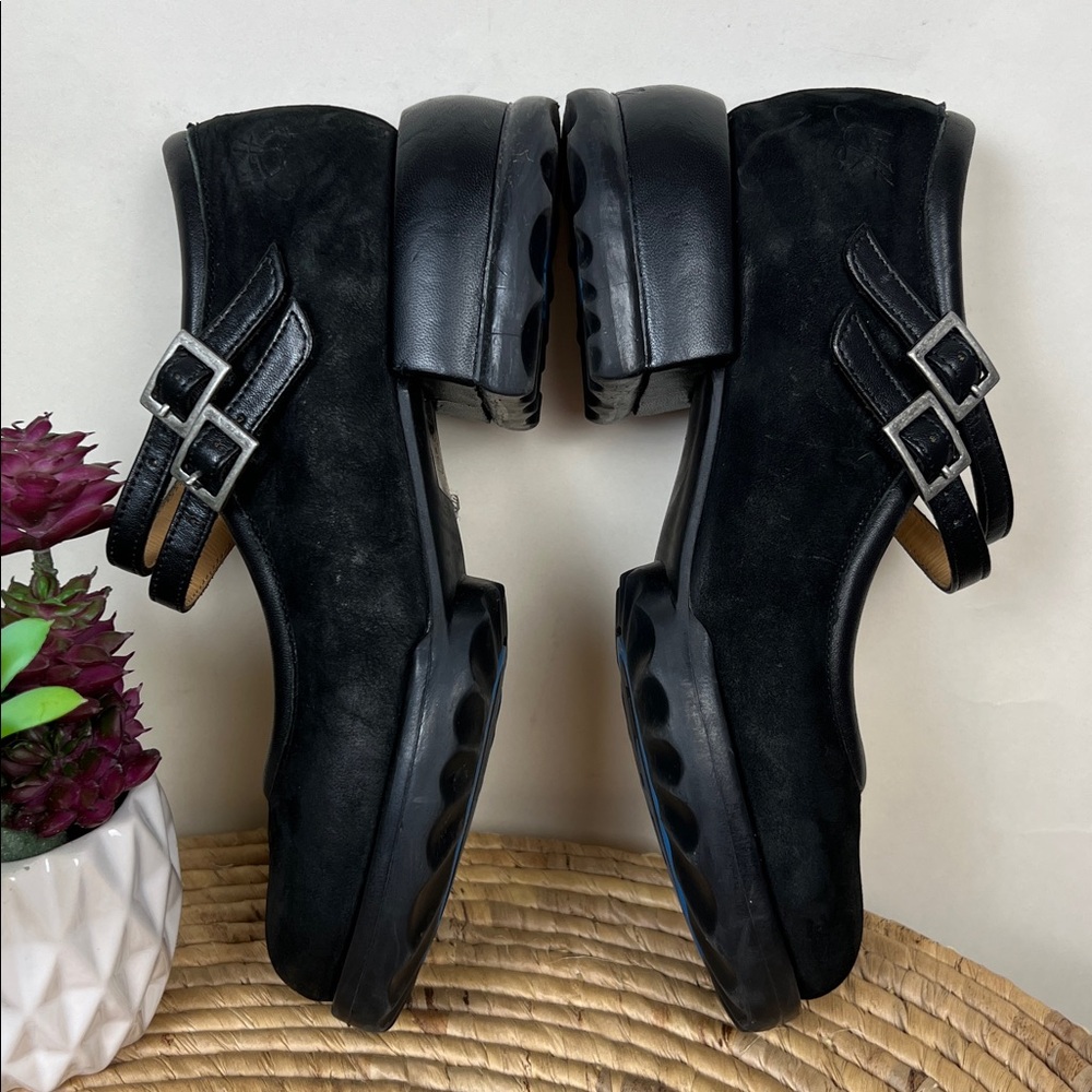 John Fluevog Unity Aimee Black Leather Chunky Heel Double 2 Strap Mary Jane Pump - Picture 10 of 13
